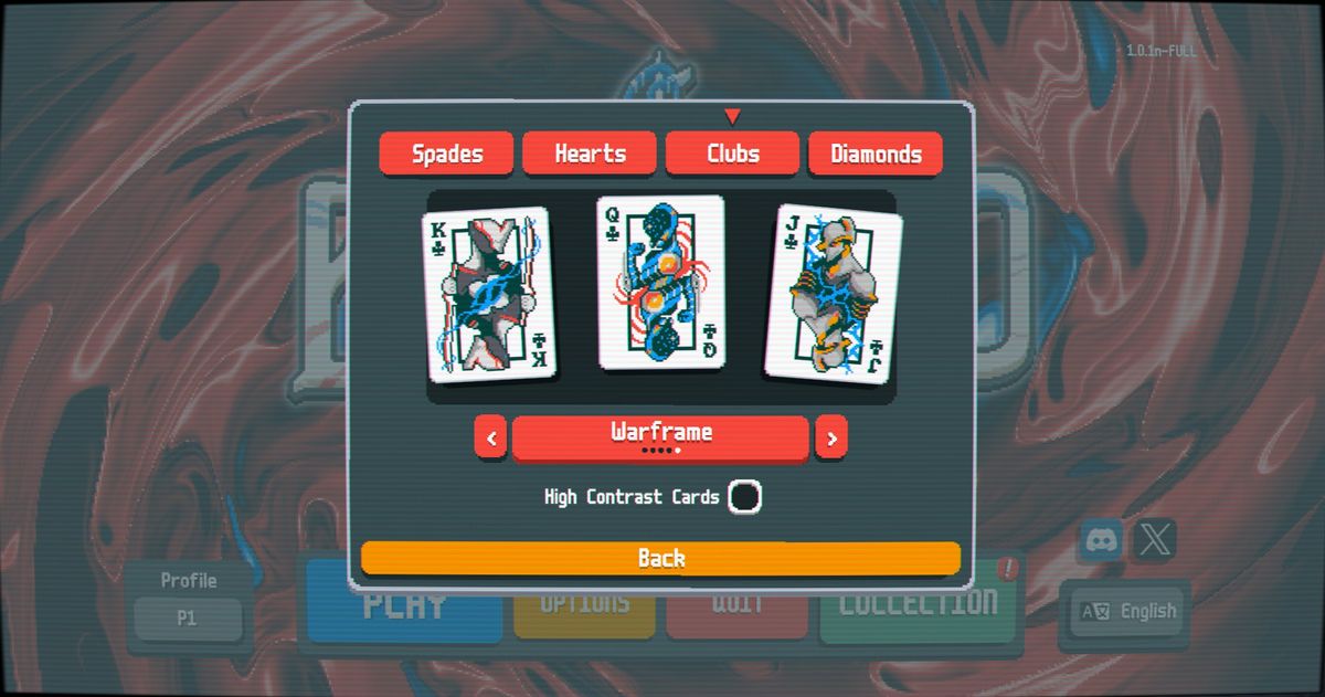 A series of screenshots showing the new card skins for Balatro's newest update.