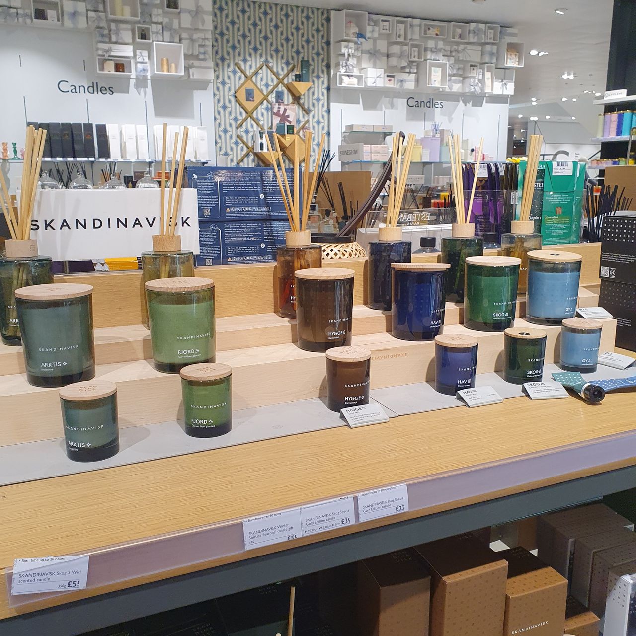 Reed diffusers and scented candles from Skandinavisk at John Lewis