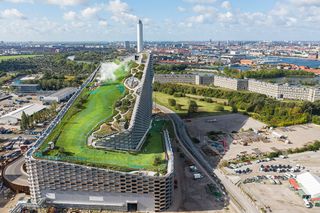 Aerial view of Copenhill Amager Resource Center by Bjarke Ignels Group