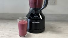 A close up of a smoothie made in the Nutribullet Smart Touch Blender