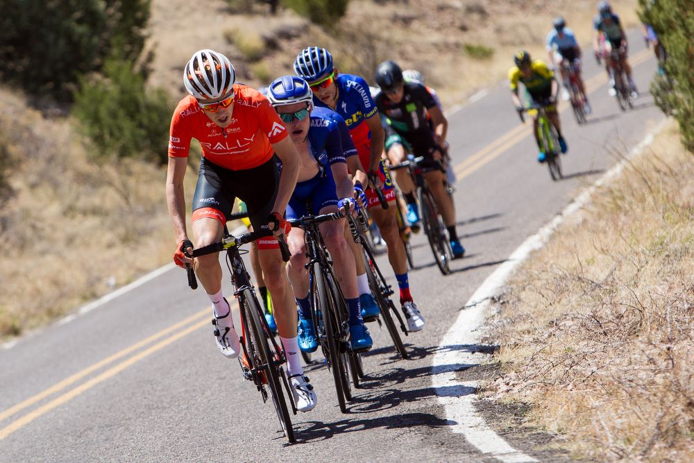 Robert Britton (Rally Cycling) leads the attack on stage 1 of the Tour of The Gila on April 18, 2018 in Silver City