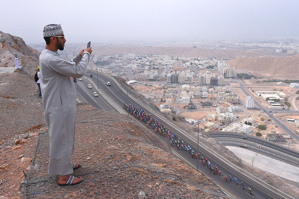 Getting the best view over Oman on the second day