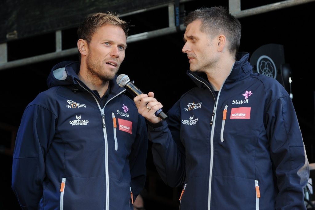 Thor Hushovd is interviewed on stage