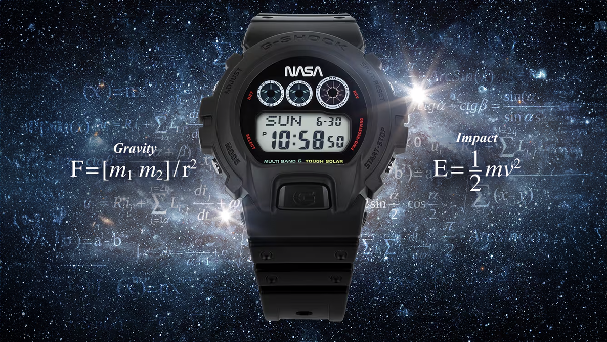 Casio G-Shock GW6900NASA24-1 watch on space background