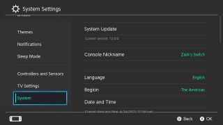 How to change the date and time on your Nintendo Switch step 2 Scroll down to the System option.
