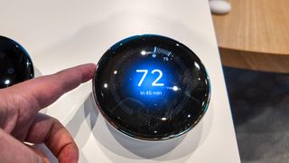 Google Nest 4th Gen Learning Thermostat has a dial for manual adjustments