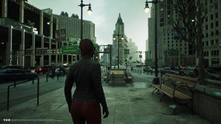 History of open world video games on PlayStation; a person stands in a city street