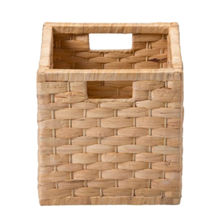 Empty Water Hyacinth Cubed Storage Basket