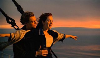 Titanic Jack and Rose flying on the bow