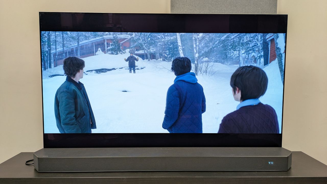 Black Phone 2 4K Blu-ray on LG G5 showing group in the snow