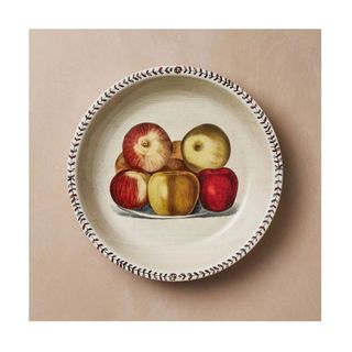 ceramic pie dish with apples painted