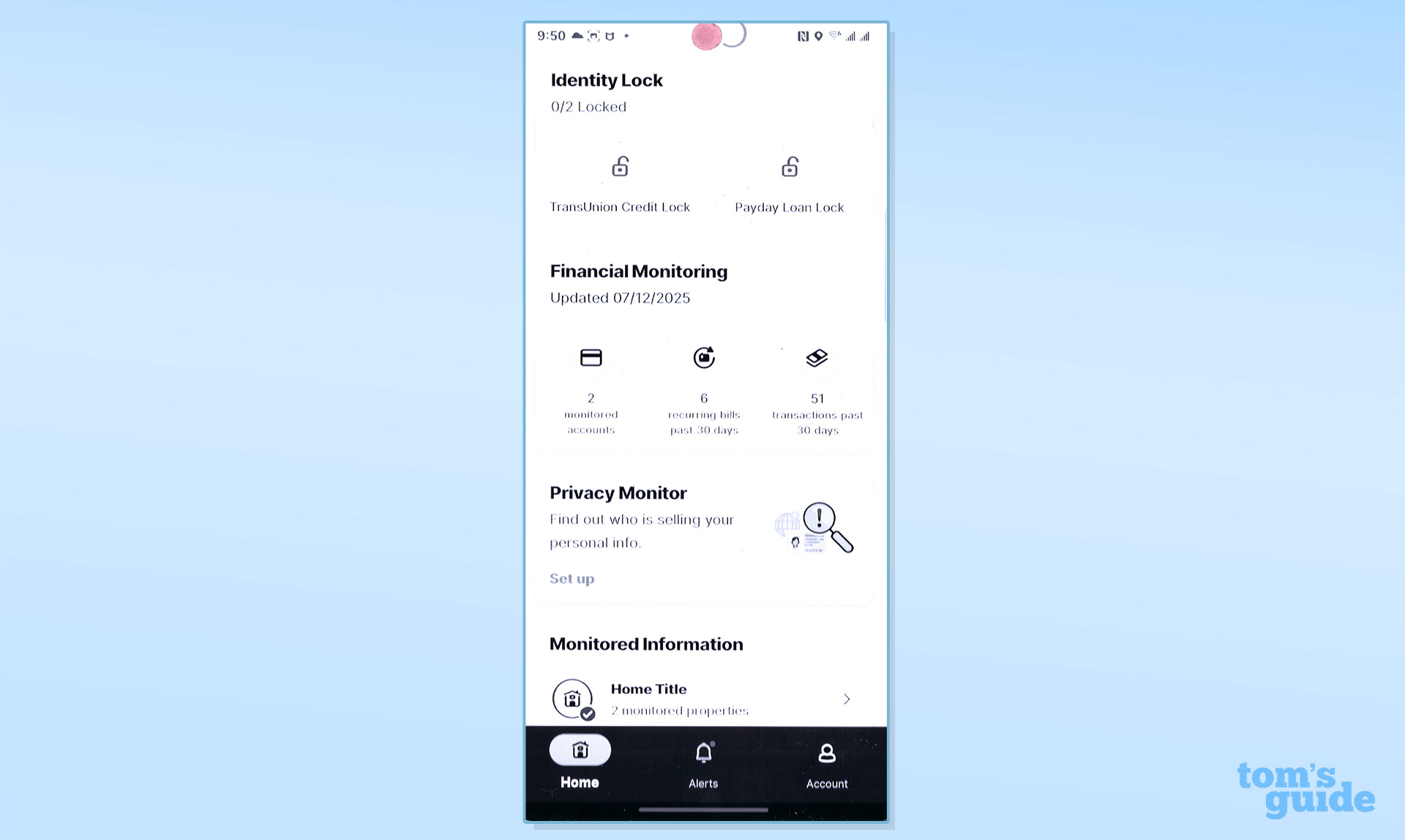 Screenshot of the LifeLock app