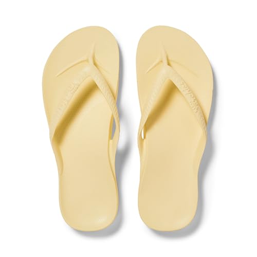 Archies Arch Support Flip Flops for Men & Women – Orthotic Sandals for Plantar Fasciitis Relief – Lightweight, Cushioning, Shock-Absorbing Sandals for Walking, Foot Pain - Lemon (uk 9)