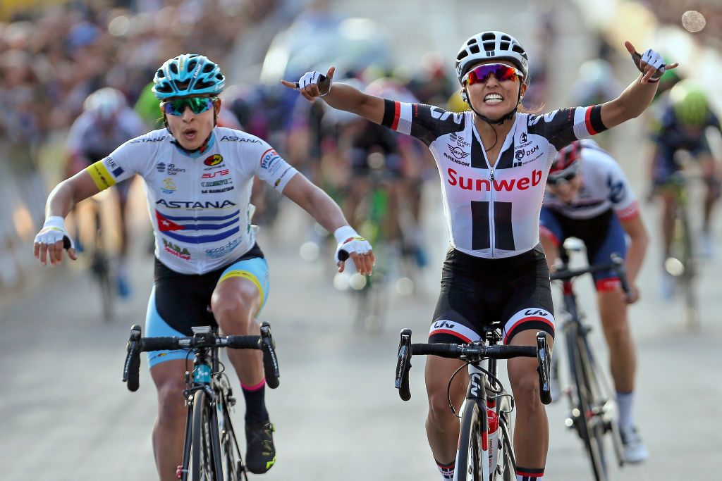 Cycling: 2nd Trofeo Alfredo Binda-Comune di Cittiglio 2017 / Women
Arrival / Coryn RIVERA (USA) Celebration / Arlenis SIERRA (CUB)/
Taino - Cittiglio (131,3Km) / Women / &Acirc;&copy;Tim De Waele