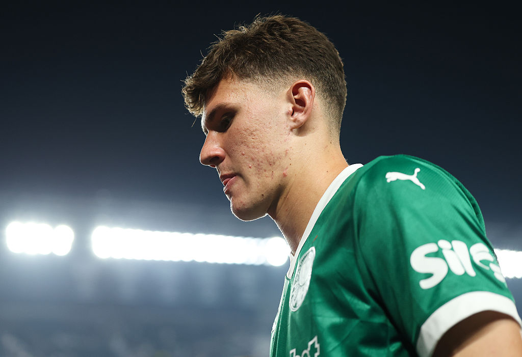 Luiz Benedetti #43 of Palmeiras walks off the pitch following the FIFA Club World Cup 2025 quarter final match between SE Palmeiras and Chelsea FC at Lincoln Financial Field on July 04, 2025 in Philadelphia, Pennsylvania.