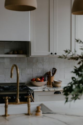 A kitchen with updated hardware