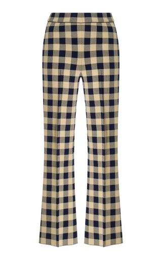 Kick Gingham Stretch-Cotton Knit Cropped Flared Pants
