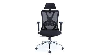 Ticova Ergonomic Office Chair review: An image showing the chair in all-black with chrome pedestal feet