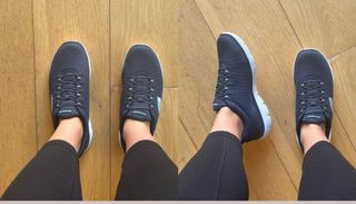 Image of wearing Skechers trainers