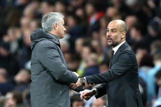 Guardiola (right) and Jose Mourinho (left) were bitter rivals in Spain