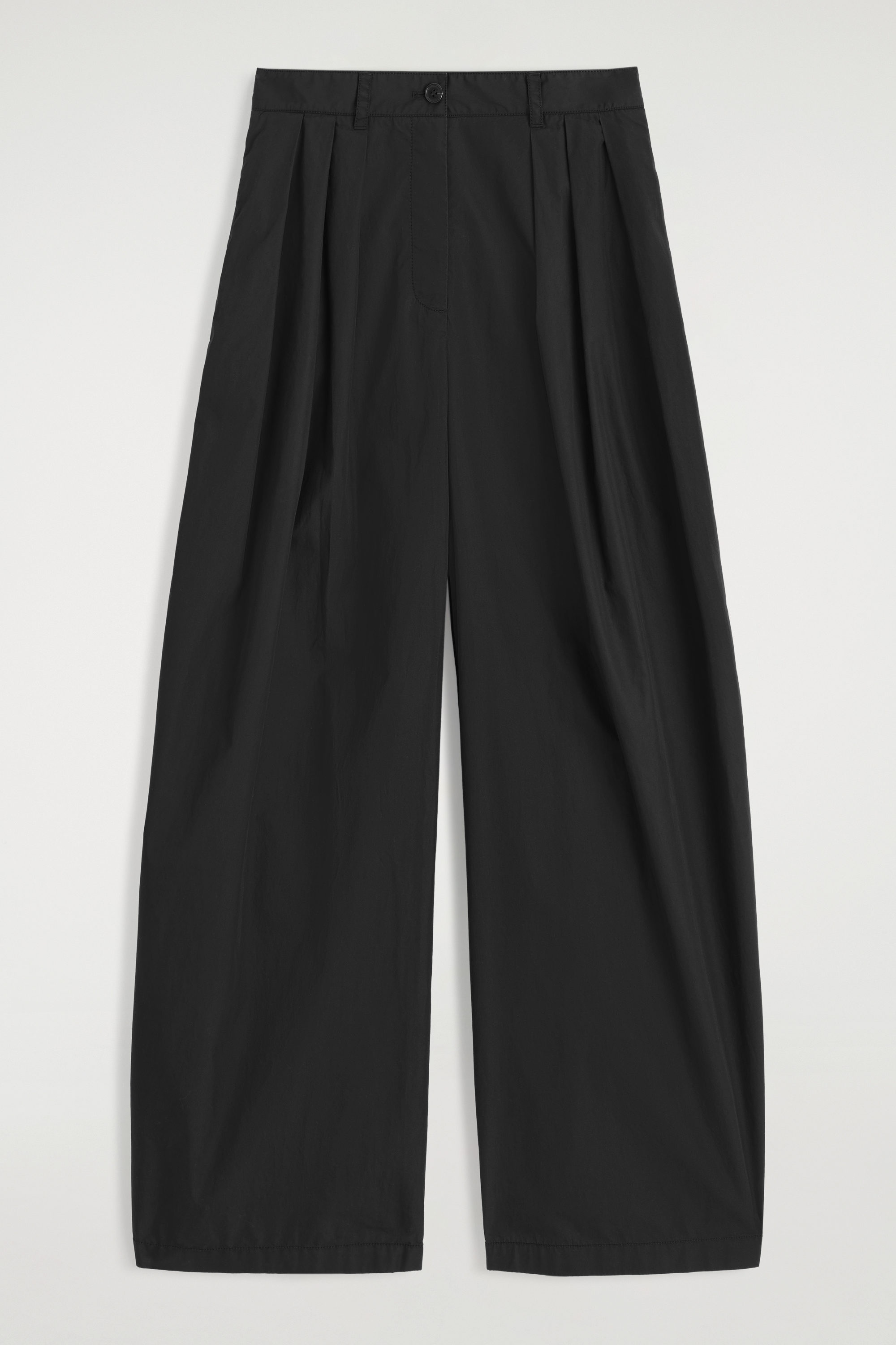 Pleated Cotton Wide-Leg Trousers