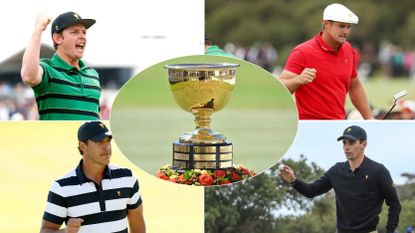 Four LIV Golfers playing in the Presidents Cup and the Presidents Cup trophy