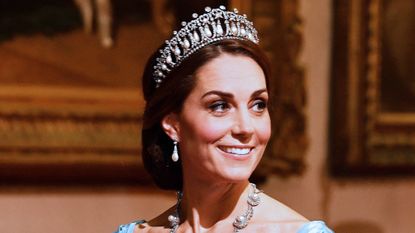 Catherine, Princess of Wales during the State Banquet at Buckingham Palace on November 22, 2022 in London, England. This is the first state visit hosted by the UK with King Charles III as monarch, and the first state visit here by a South African leader since 2010.