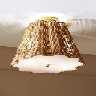 anthropologie rattan flush mount ceiling light