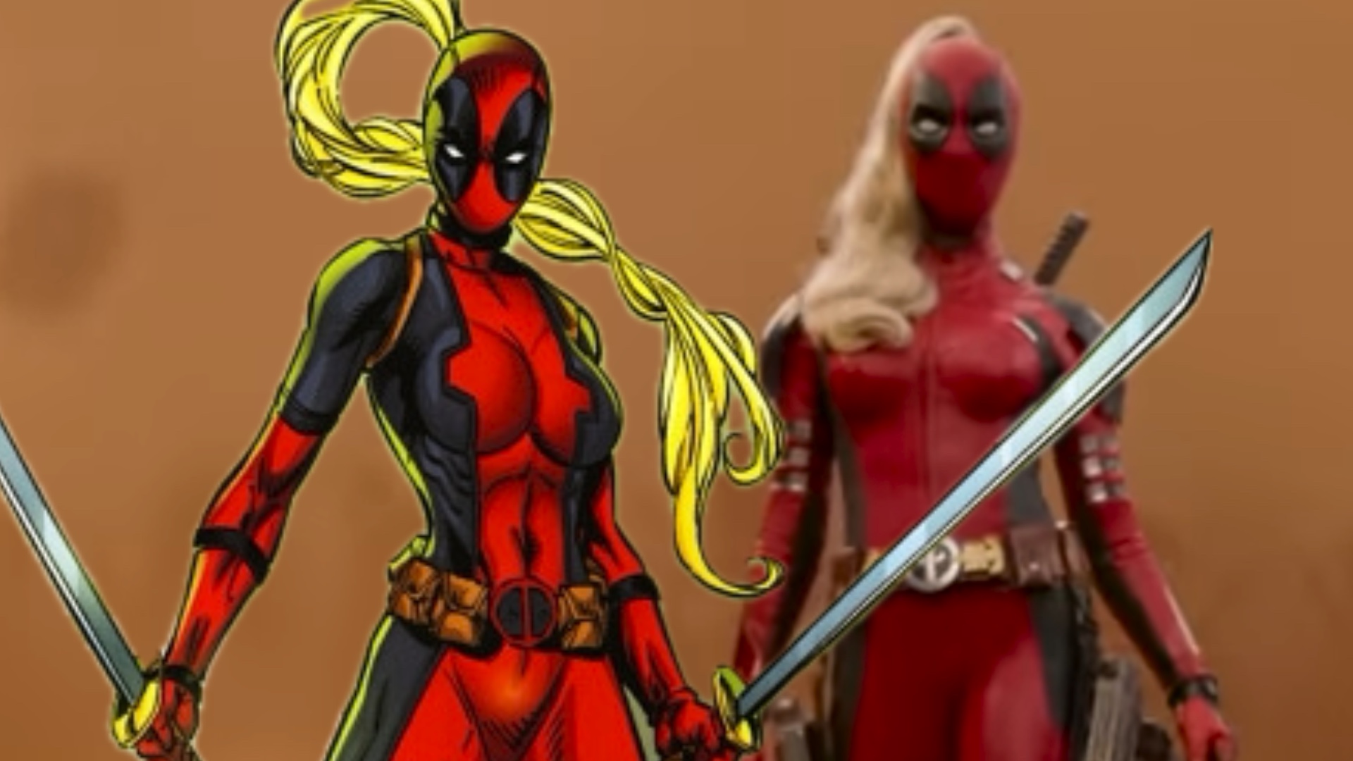 Lady Deadpool in comics and in Deadpool and Wolverine