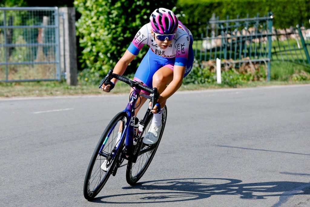 EDE NETHERLANDS AUGUST 31 Georgia Baker of Australia and Team BikeExchange Jayco attacks in the breakaway during 25th Simac Ladies Tour 2022 Stage 2 a 1178km stage from Ede to Ede SLT2022 UCIWWT on August 31 2022 in Ede Netherlands Photo by Bas CzerwinskiGetty Images