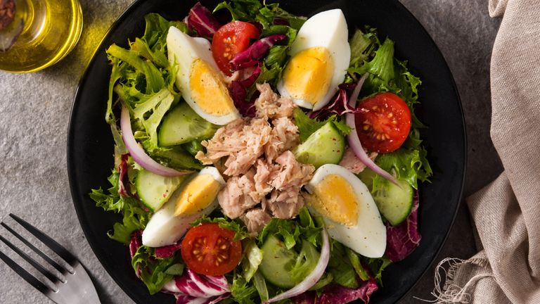 A plate of tuna salad, which would be permissible on the pegan diet