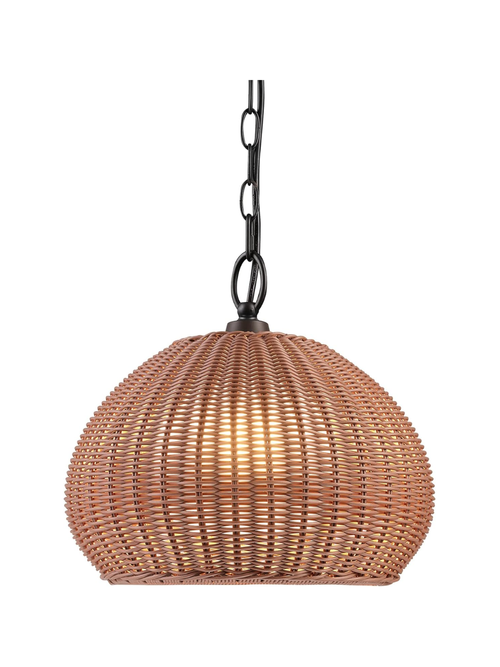 Novogratz X Globe Salvador Rattan Shade Outdoor Plug-In Pendant Light
