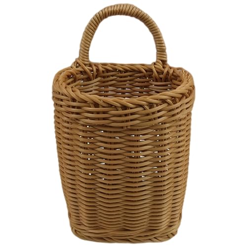 Wall Hanging Baskets Handmade Rattan Hanging Basket With Handle Woven Wall Decor for Door Garden Farmhouse Home Woven Baskets