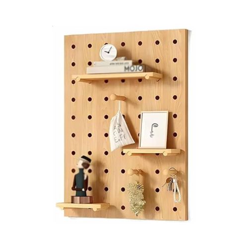 LXHELIVERY, Lxhelivery Pegboard Wall Organizer Panels, 12mm Thick Wooden Pegboard, Modular Hanging, Wall Mount Display Peg Board Panel for Wall Home, Garage Tool Storage(beige,60x120cm)