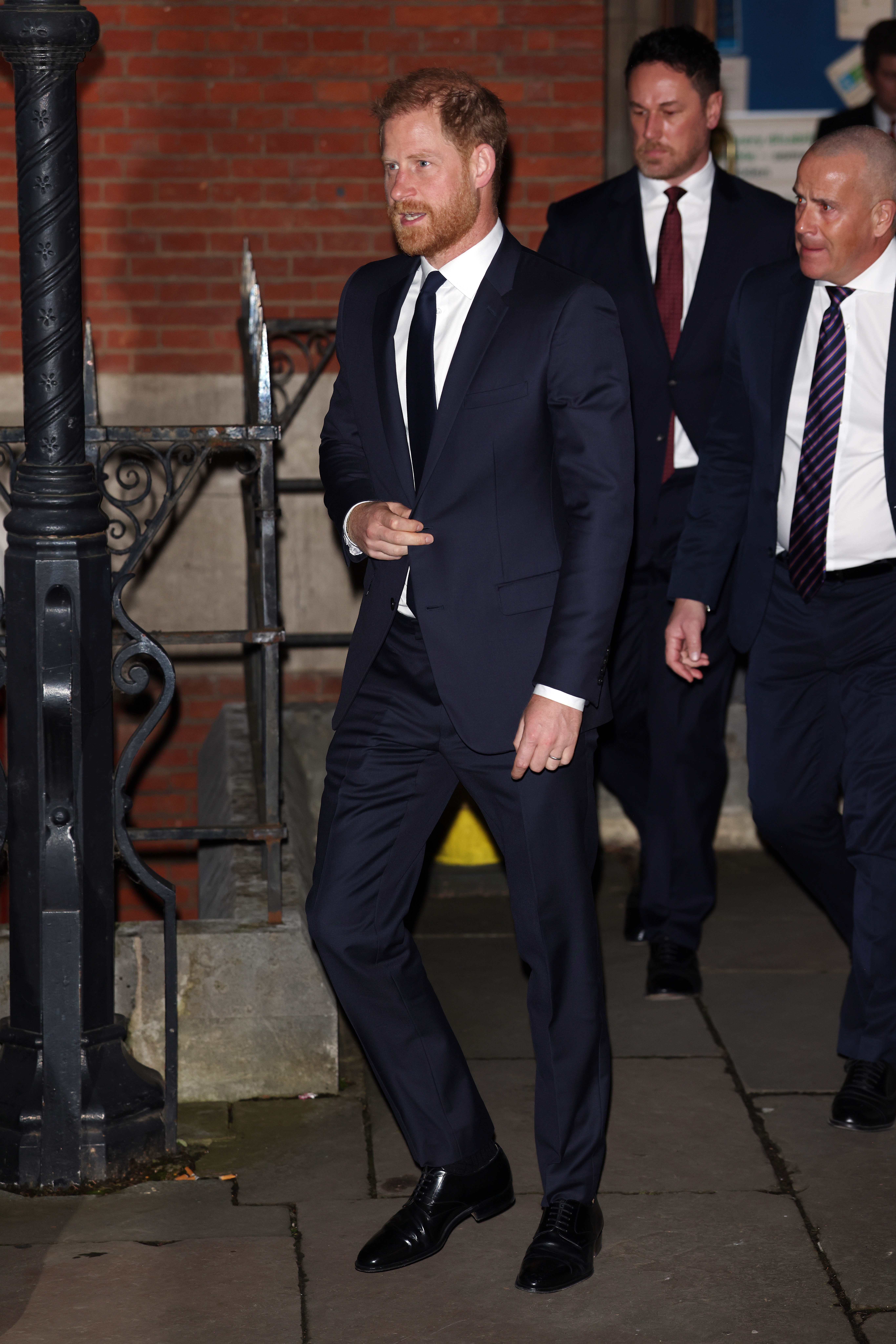 Prince Harry leaving The Royal Courts of Justice during a court case against Associated Newspapers on January 19, 2026 in London, England