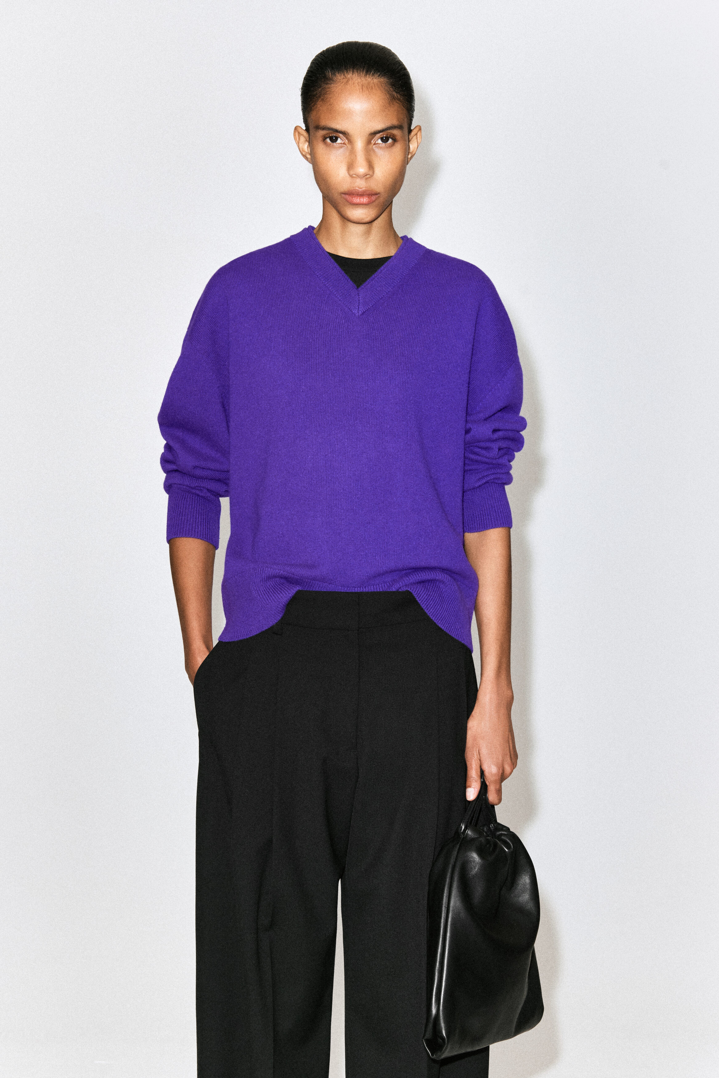 Merino Wool Layered V-Neck Sweater