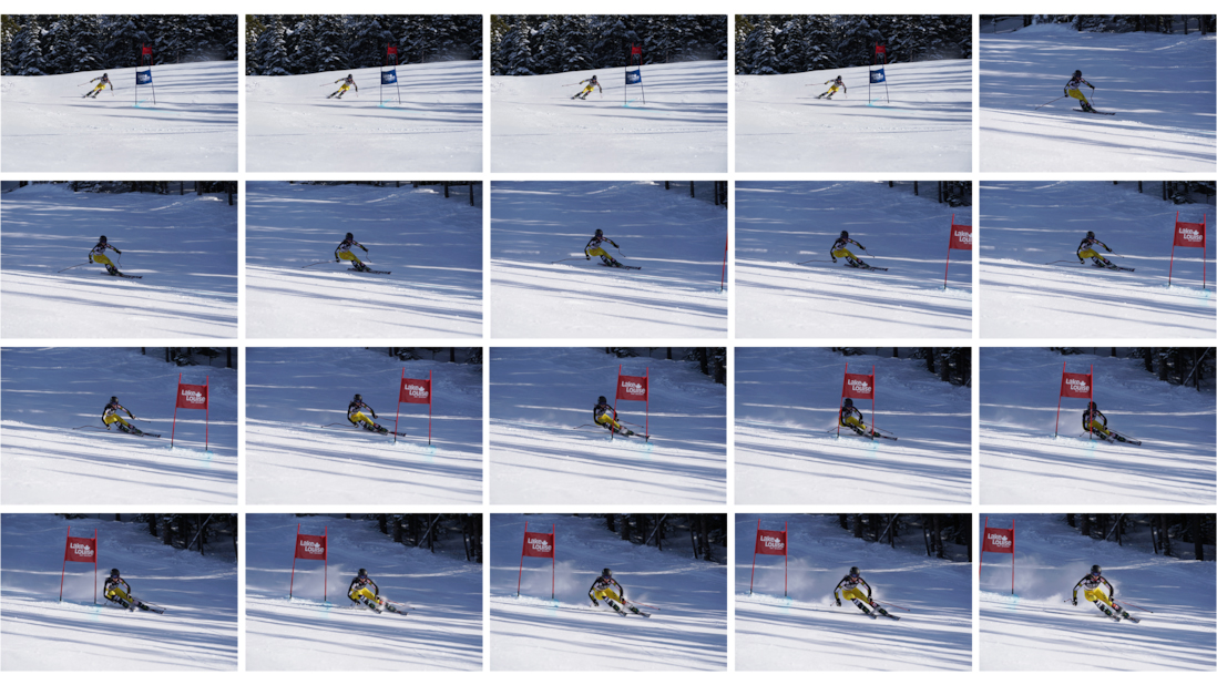 A set of images of a skier shot on the Sony A9 II