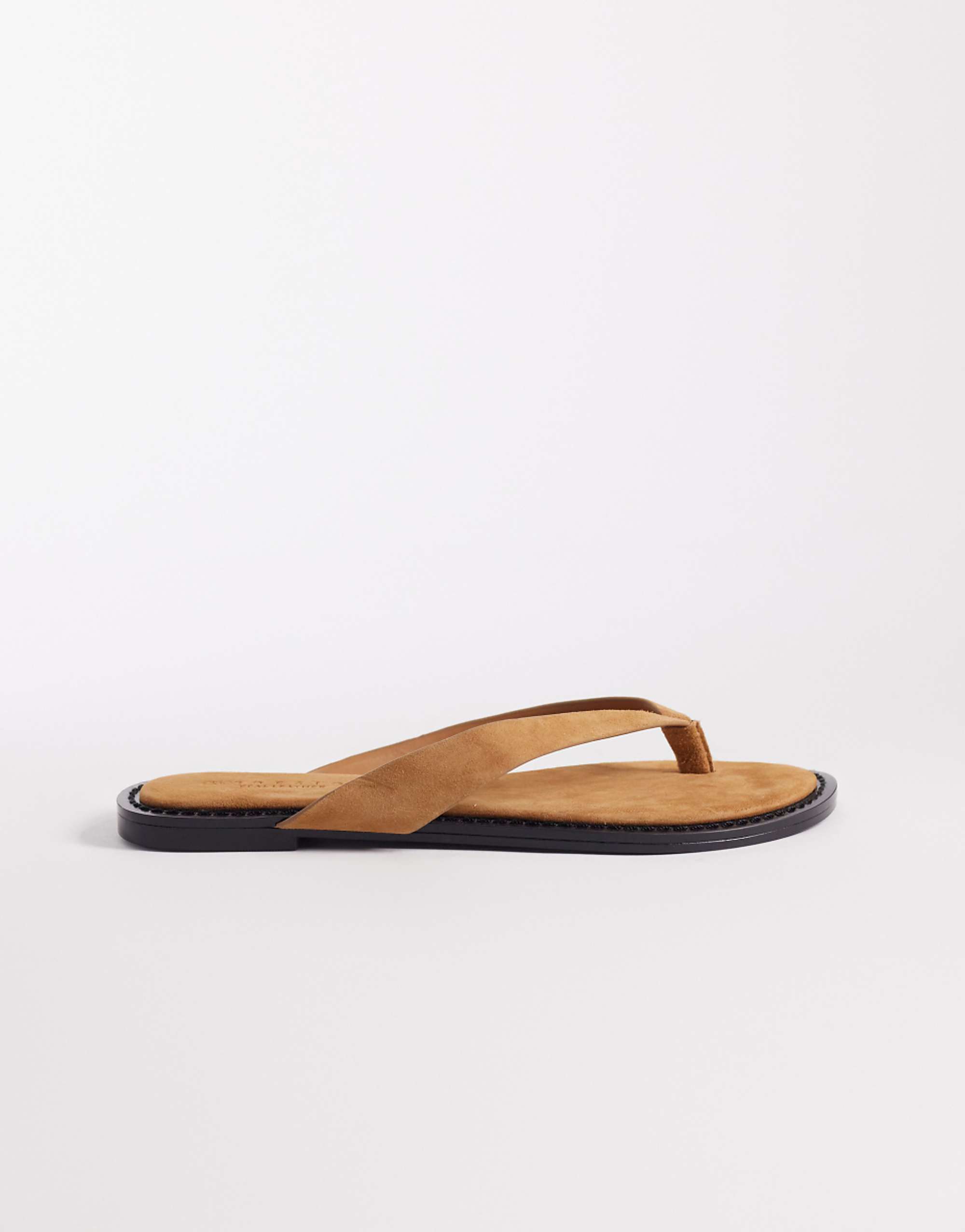 Asos Design Fenna Premium Real Suede Flip Flops in Tan