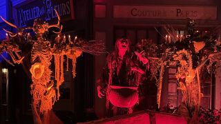 A display of skeletons and witches at Universal Studios for Halloween Horror Nights