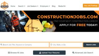 Website screenshot for ConstructionJobs.com