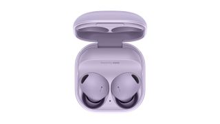Samsung Galaxy Buds2 Pro review: true wireless earbuds in purple case on white background