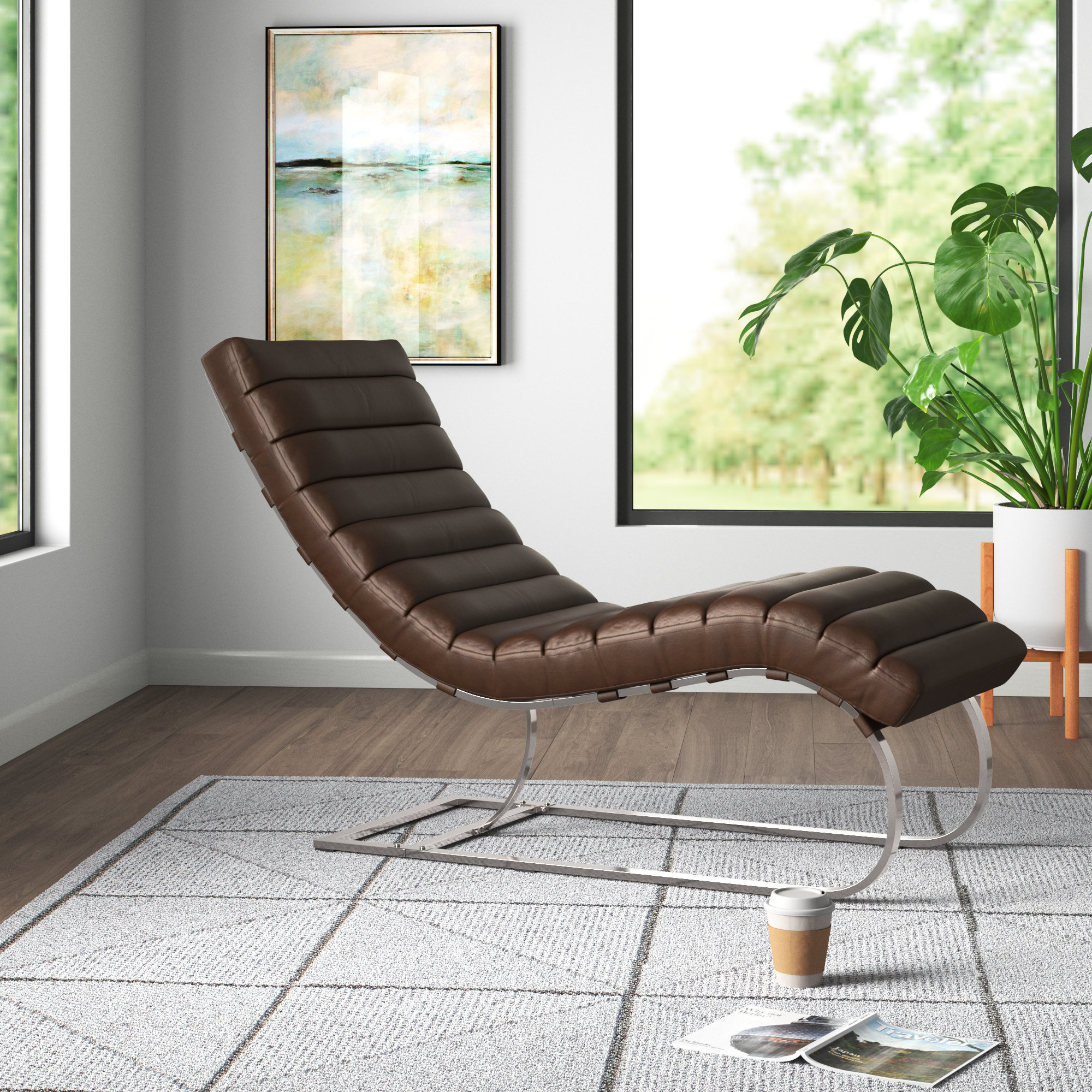 Camanche Faux Leather Chaise Lounge