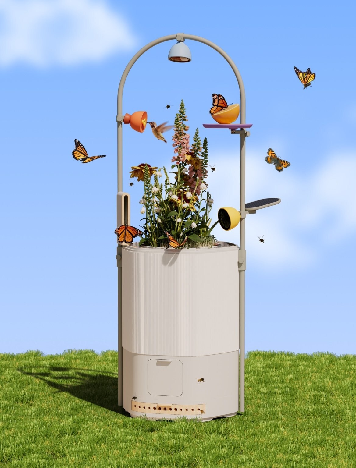 The Wonder Blocks is a backyard ecosystem designed to attract and monitor birds and bugs