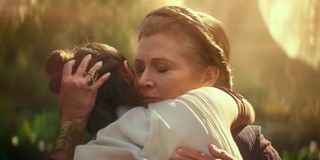 Leia hugging Rey