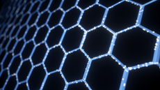 Pattern of blue hexagonal shapes.