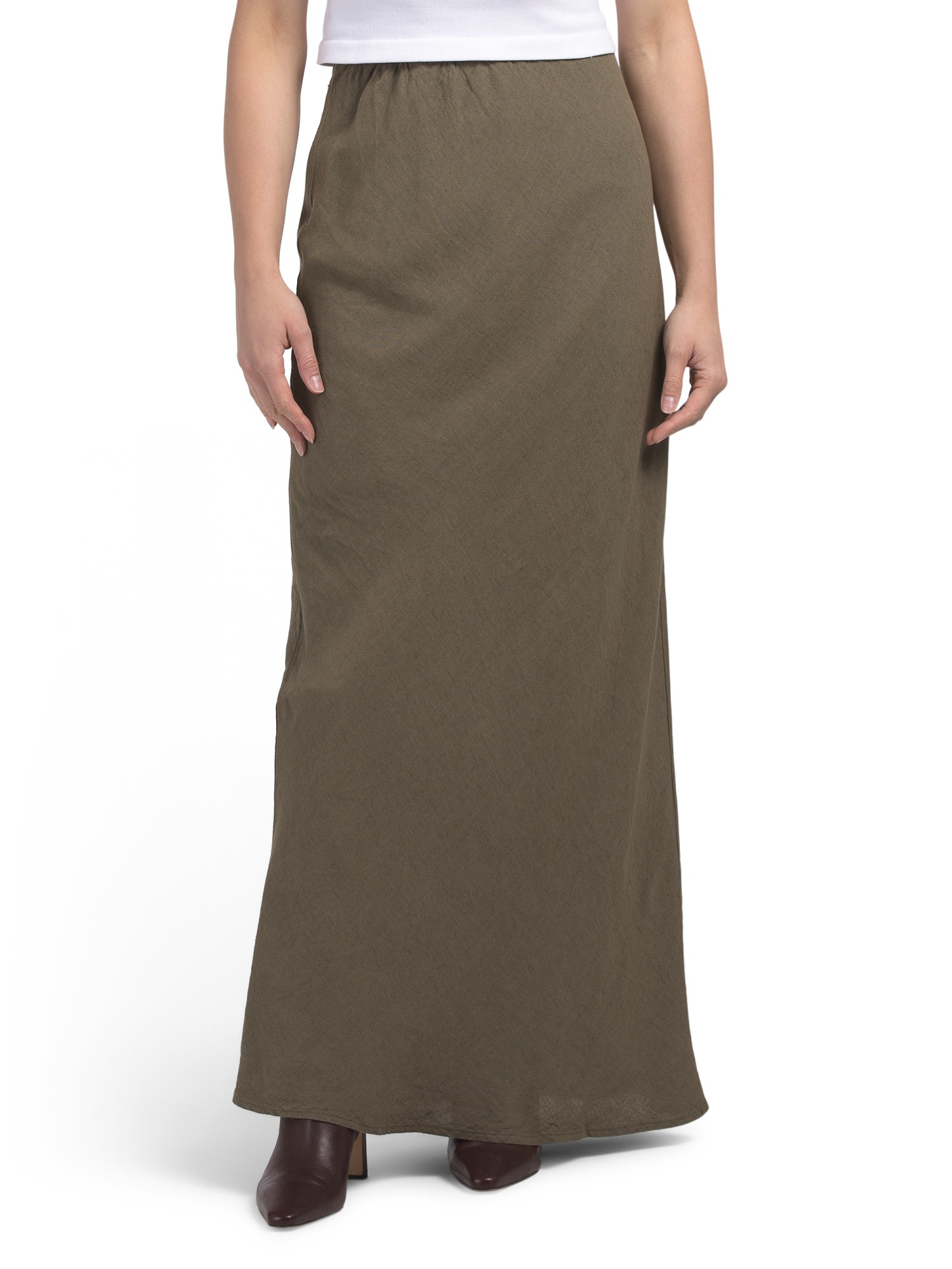 Rosemarine, Linen Blend A-line Maxi Skirt