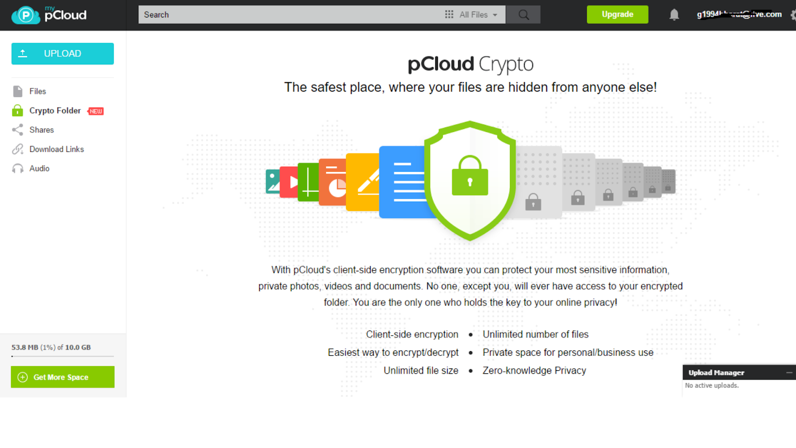 pCloud Crypto in use