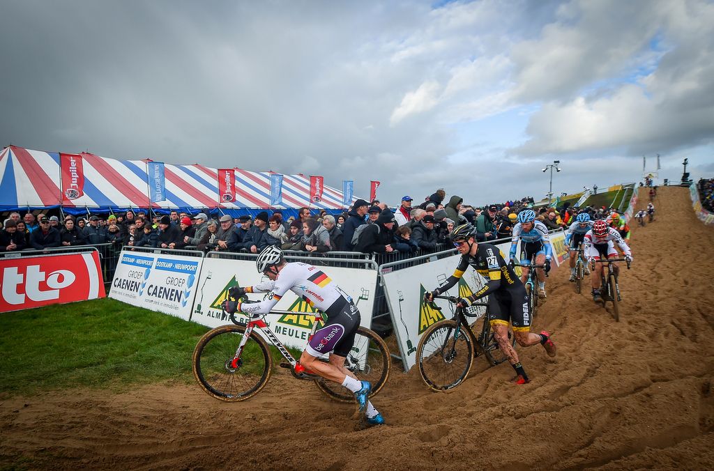 Philipp Walsleben (Beobank-Corendon) leads out of the sand pit