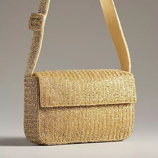 Anthropologie Beaded Gold Bag