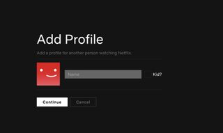 Netflix Add Profile page